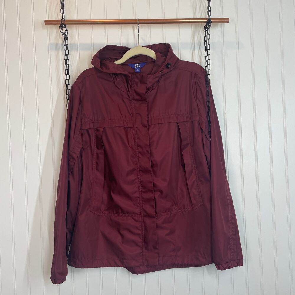 JoyLab Women’s Burgundy Full Zip Hooded Windbreaker Jacket Size XL